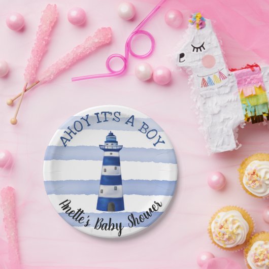 Ahoy is een padvinder | Nautisch Baby shower Papieren Bordje (Feest)