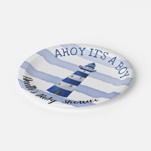 Ahoy is een padvinder | Nautisch Baby shower Papieren Bordje (Gekanteld)