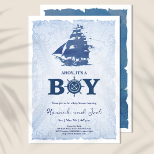Ahoy is een piratenschip nautisch Baby shower Kaart