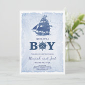 Ahoy is een piratenschip nautisch Baby shower Kaart (Staand voorkant)