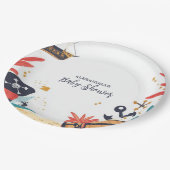 Ahoy is een piratenschip nautisch Baby shower Papieren Bordje (Gekanteld)
