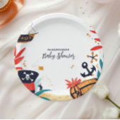 Ahoy is een piratenschip nautisch Baby shower Papieren Bordje