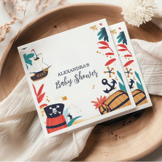 Ahoy is een piratenschip nautisch Baby shower Servet