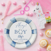 Ahoy is een reddingsboei nautisch Baby shower Papieren Bordje (Feest)