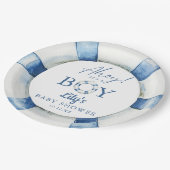 Ahoy is een reddingsboei nautisch Baby shower Papieren Bordje (Gekanteld)