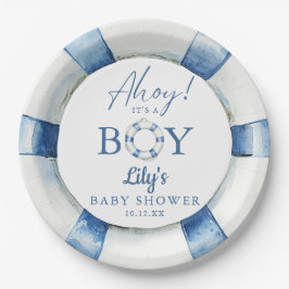 Ahoy is een reddingsboei nautisch Baby shower Papieren Bordje