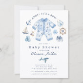 Ahoy It’s a Boy Baby Shower Invitation Kaart (Voorkant)
