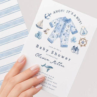 Ahoy It’s a Boy Baby Shower Invitation Kaart