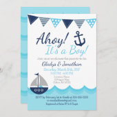 Ahoy! It’s a Boy Nautical Sailor Baby Shower Invit Kaart (Voorkant / Achterkant)