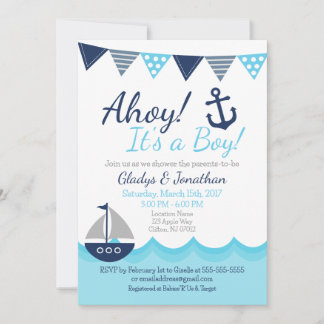 Ahoy! It’s a Boy Nautical Sailor Baby Shower Invit Kaart