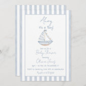 Ahoy It's A Boy Baby Shower Invitation Card Kaart (Voorkant / Achterkant)