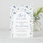 Ahoy it's a Boy Baby Shower Invitation Kaart (Staand voorkant)