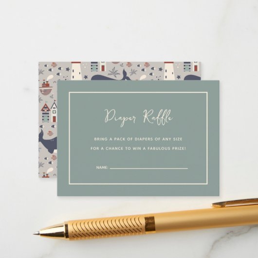 Ahoy It's a Boy Nautical Baby Shower  Informatiekaartje (Voorkant / Achterkant in situ)