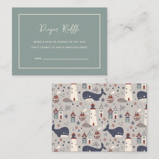 Ahoy It's a Boy Nautical Baby Shower  Informatiekaartje (Voorkant / Achterkant)