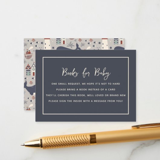 Ahoy It's a Boy Nautical Baby Shower  Informatiekaartje (Voorkant / Achterkant in situ)