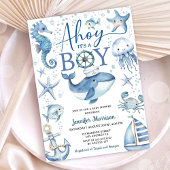 Ahoy It's A Boy Nautical Ocean Baby Shower Kaart