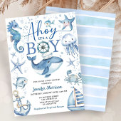 Ahoy It's A Boy Nautical Ocean Baby Shower Kaart