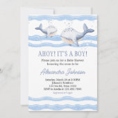 Ahoy It's a Boy Whale Baby Shower  Kaart (Voorkant)