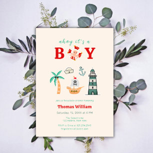 Ahoy Jonge Naamloze Vuurtoren Zeilboot Baby Shower Kaart