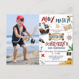 Ahoy Kapitein Foto Piraat Kinderverjaardagsfeestje Briefkaart