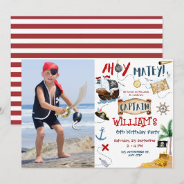 Ahoy Kapitein Foto Pirate children Birthday Party Kaart