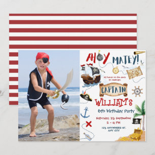 Ahoy Kapitein Foto Pirate children Birthday Party Kaart