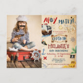 Ahoy Kapitein Treasure Pirate children Birthday Pa Briefkaart (Voorkant)