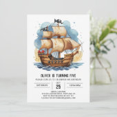 Ahoy Kinder Schatkist Pirate Verjaardag Kaart (Staand voorkant)