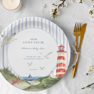 Ahoy Kleine Zeiler Nautische Baby Shower Papieren Bordje