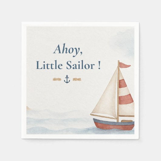 Ahoy Little Sailor | Nautisch verjaardagsfeest Servet (Voorkant)