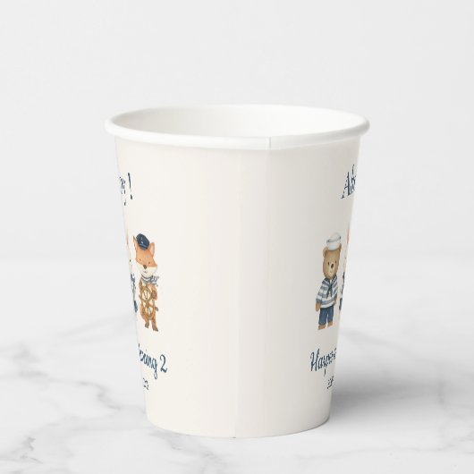 Ahoy Little Sailor Verjaardag | nautisch Zee Papieren Bekers (Rechts)
