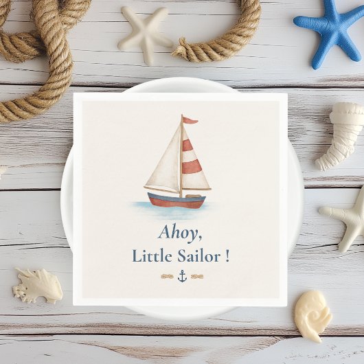 Ahoy Little Sailor | Verjaardag nautische zeilboot Servet