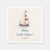 Ahoy Little Sailor | Verjaardag nautische zeilboot Servet (Voorkant)