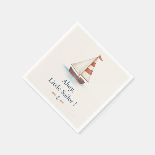 Ahoy Little Sailor | Verjaardag nautische zeilboot Servet (Hoek)