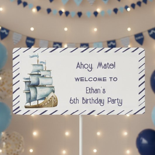 Ahoy maat Nautical children jarig Spandoek