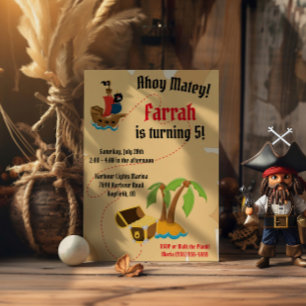 Ahoy maatje! Piraten Thema Kinderverjaardagsfeestj Kaart