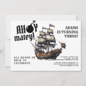 Ahoy maatje! Witte Piratenschip Verjaardag Kaart (Voorkant)