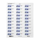 AHOY MATE BLAUWE WALVIS AFDRUKBARE ADRESETIKETTEN ETIKET (Full Sheet)