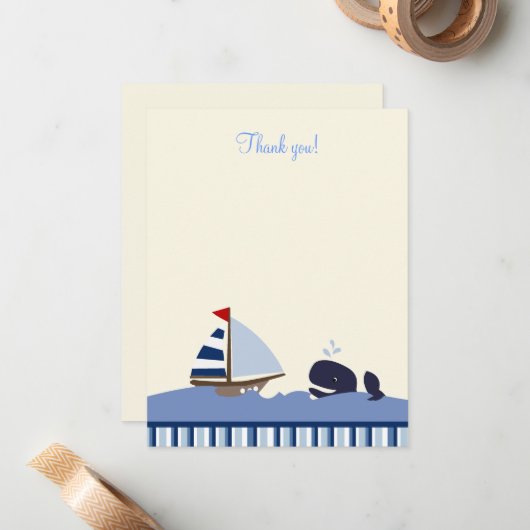 Ahoy Mate Blue Whale 4x5 Flat Notitiekaartje (Voorkant / Achterkant in situ)