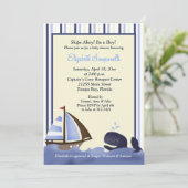 Ahoy Mate Blue Whale Baby shower 5x7 Kaart (Staand voorkant)