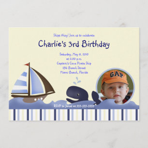 Ahoy Mate Blue Whale Birthday 5x7 Foto Kaart
