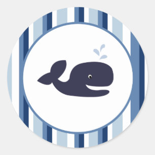 Ahoy Mate Blue Whale Envelope Seals / Toppers 20 Ronde Sticker