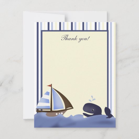 Ahoy Mate Blue Whale Flat Hartelijk dank Notitiekaartje (Voorkant)