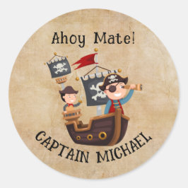 Ahoy Mate! Kapitein Michael Verjaardagsfeestje Ronde Sticker