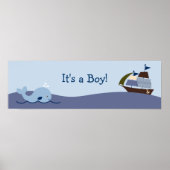 Ahoy Mate Nautical Baby shower Banner Sign Poster (Voorkant)