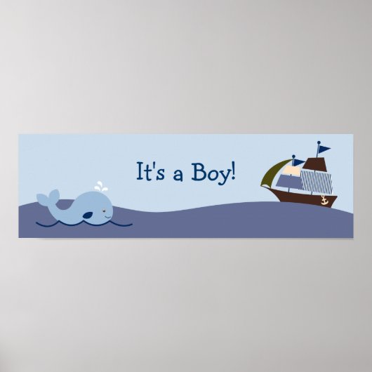 Ahoy Mate Nautical Baby shower Banner Sign Poster (Voorkant)
