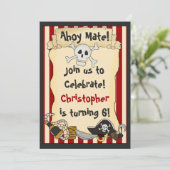 Ahoy Mate! Pirate Skull op Crossbones Rode verjaar Kaart (Staand voorkant)