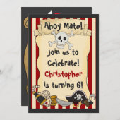 Ahoy Mate! Pirate Skull op Crossbones Rode verjaar Kaart (Voorkant / Achterkant)