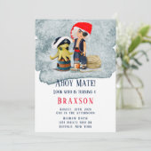Ahoy Mate Pirates Boy Birthday Party Invitation Kaart (Staand voorkant)