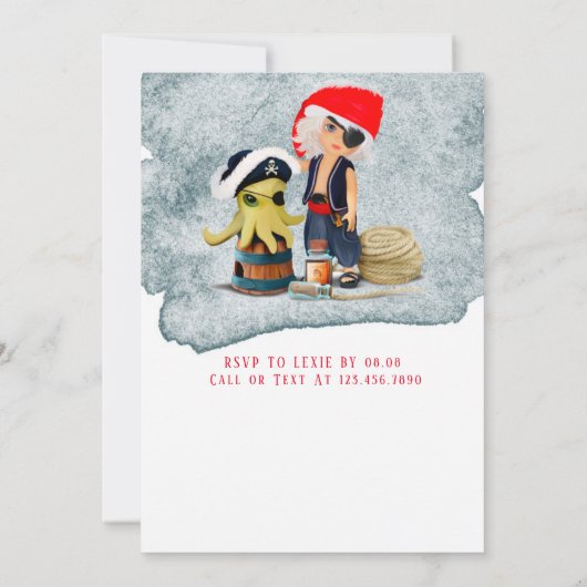 Ahoy Mate Pirates Boy Birthday Party Invitation Kaart (Achterkant)